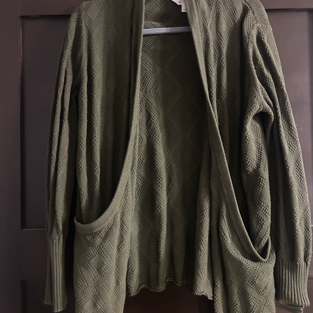 Market & Spruce Textured Olive Cardigan